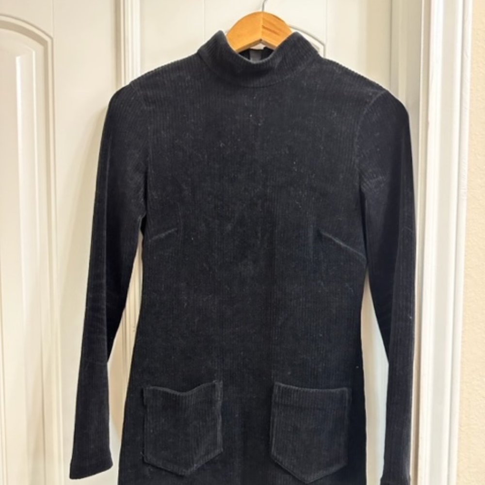 Gianni Bini Black Corduroy Turtleneck Dress